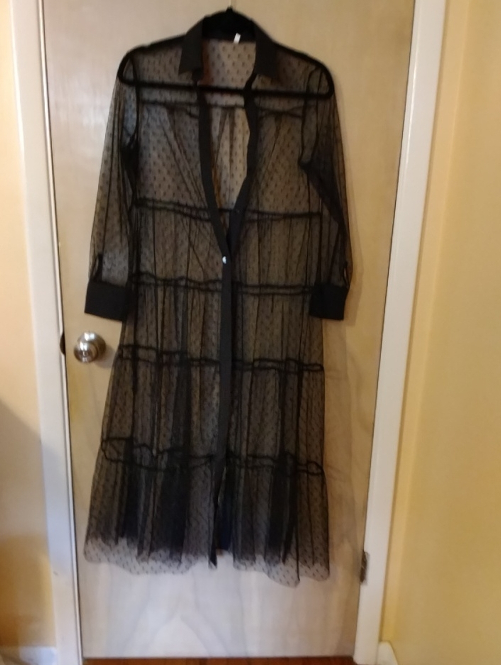 Sheer Black Polka Dot Maxi Duster